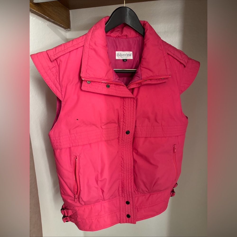 Vintage Rare Opalite 80s Down jacket space wings Pink Sleeveless Vest for Women